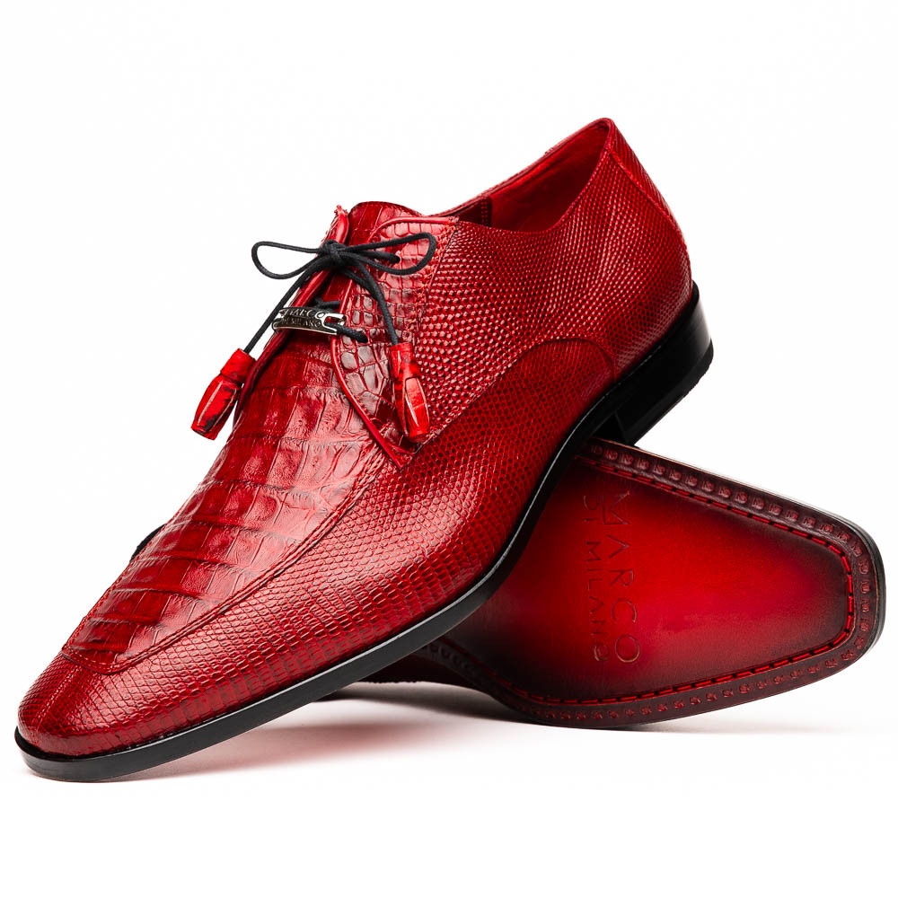 Marco di Milano Genuine Caiman Crocodile & Lizard Dress Shoe - Red