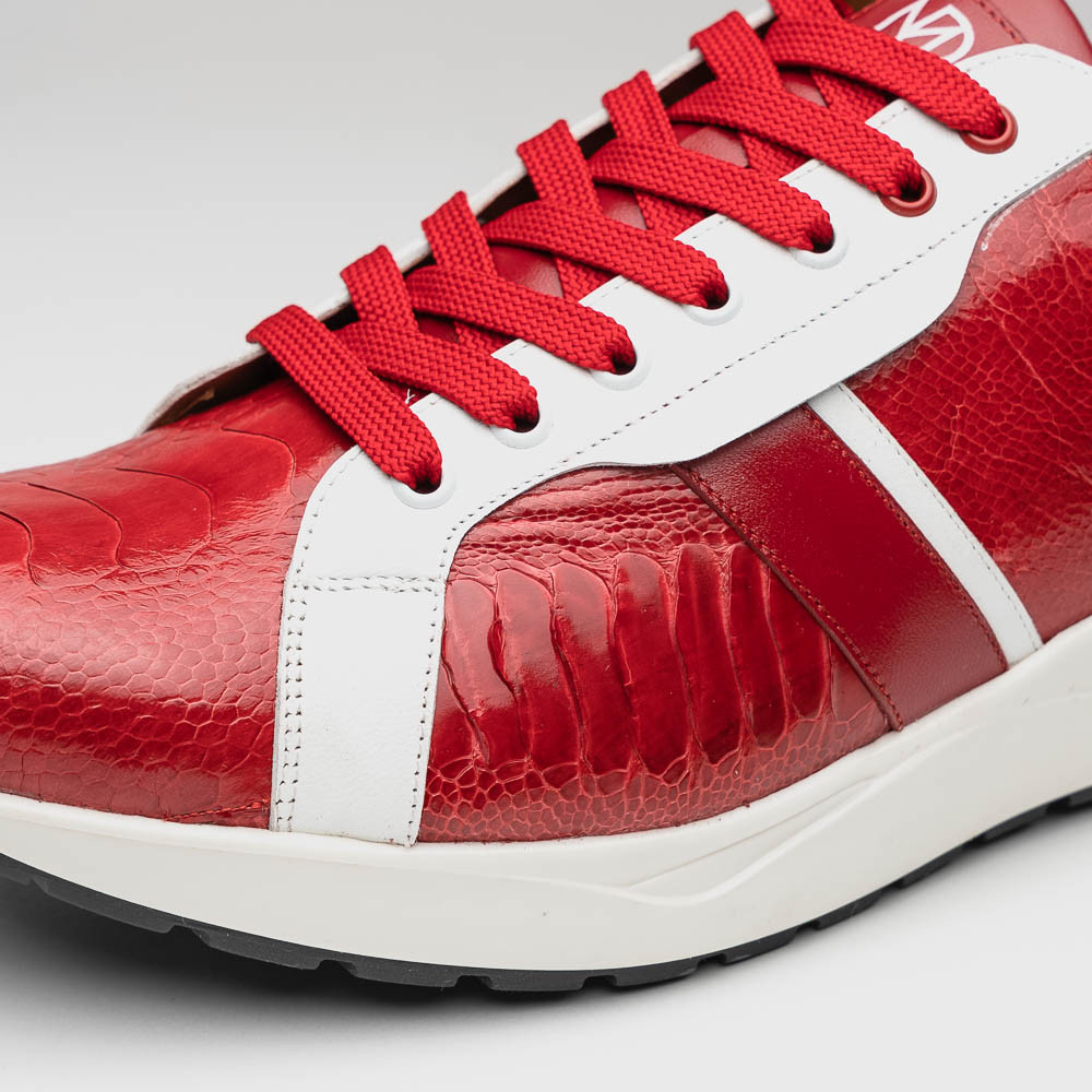 Marco di Milano Genuine Ostrich Leg & Calf Leather Sneaker - Red