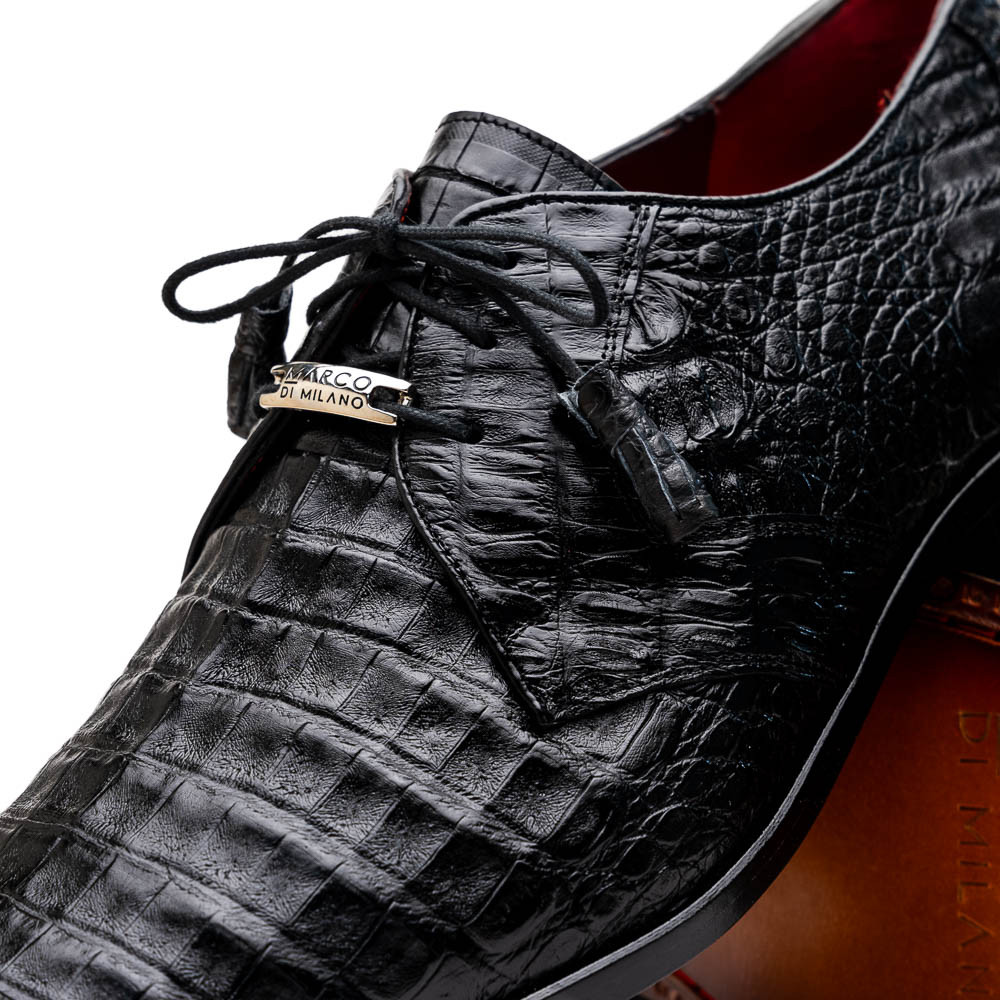 Belvedere - Capitano, Genuine Oiled Caiman Crocodile Dress Shoe - Black - R103
