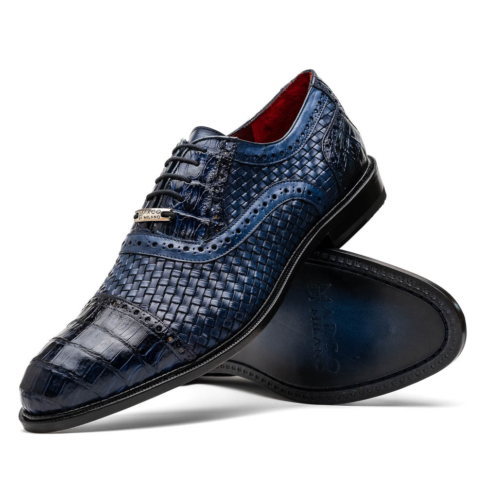 Marco di Milano Genuine Caiman Crocodile & Woven Calf Leather