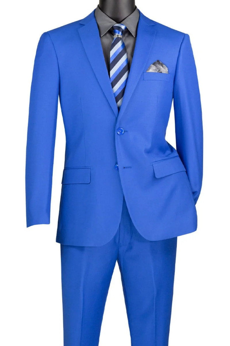 Vinci 2-Button Royal Blue Classic Suit - Slim Fit - Vavra's Menswear