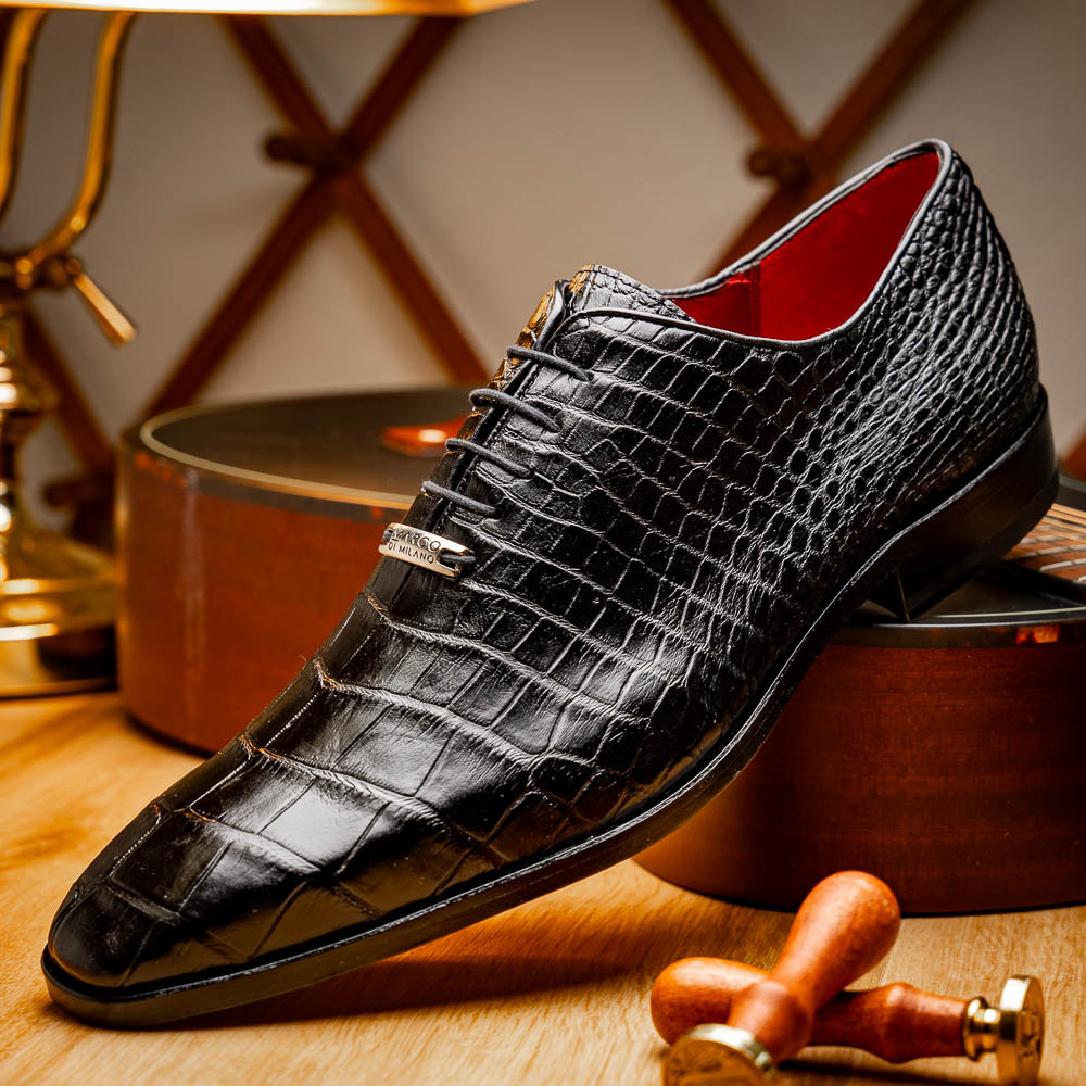 Milano Lizard Embossed Oxford Dress Shoes