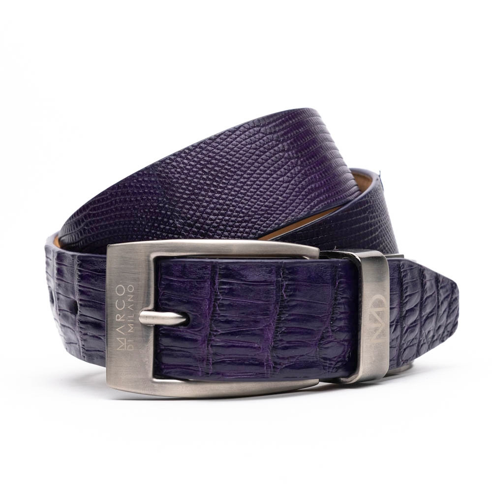 Marco di Milano Genuine Caiman Crocodile & Lizard Belt - Purple