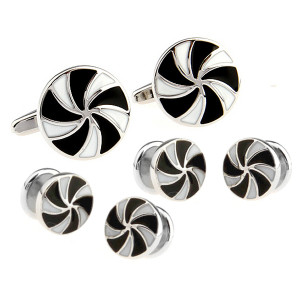 Black & White Pinwheel Design Cufflinks & Formal Studs