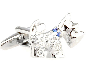 Crystal Small Scottish Terrier Dog Cufflinks (V-CF-C50385BL) Crystal Small Scottish Terrier Dog Cufflinks (V-CF-C50385BL)