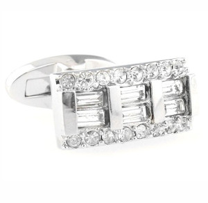 Diamond Baguettes Crystal Cufflinks (V-CF-C40327C-S) Diamond Baguettes Crystal Cufflinks (V-CF-C40327C-S)