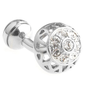 Diamond Crystal Silver Dome Cufflinks (V-CF-C40456C-S) Diamond Crystal Silver Dome Cufflinks (V-CF-C40456C-S)