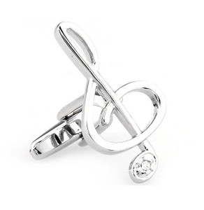 Large Treble Clef with Diamond Crystal Cufflinks (V-CF-C64927C-S) Large Treble Clef with Diamond Crystal Cufflinks (V-CF-C64927C-S)