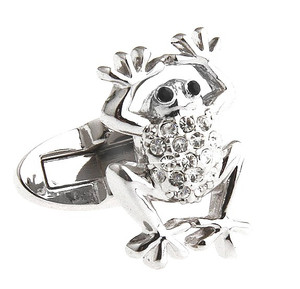 Silver Frog with Swarovski® Crystals Cufflinks (V-CF-C8075B-S) Silver Frog with Swarovski® Crystals Cufflinks (V-CF-C8075B-S)