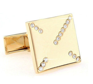 Simple Square Diamond Swarovski® Crystals in Gold Cufflinks (V-CF-C532C-G) Simple Square Diamond Swarovski® Crystals in Gold Cufflinks (V-CF-C532C-G)