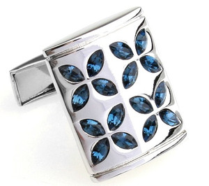 Blue Faceted Swarovski® Crystal Flower Cufflinks (V-CF-C805BL) Blue Faceted Swarovski® Crystal Flower Cufflinks (V-CF-C805BL)