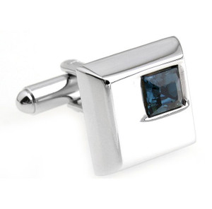 Blue Petite Square Crystal Cufflinks (V-CF-C5753BL) Blue Petite Square Crystal Cufflinks (V-CF-C5753BL)