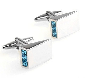 Petite Triangular Aqua Swarovski® Crystals Cufflinks (V-CF-C418TBL) Petite Triangular Aqua Swarovski® Crystals Cufflinks (V-CF-C418TBL)
