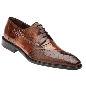 Belvedere Genuine Ostrich Leg & Eel Dress Tie Shoe - Camel Brown Belvedere Genuine Ostrich Leg & Eel Dress Tie Shoe - Camel Brown