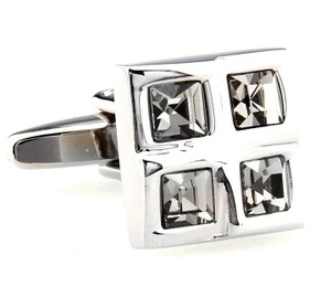 Four Square Smoke Grey Crystals Cufflinks (V-CF-C61385SM-S) Four Square Smoke Grey Crystals Cufflinks (V-CF-C61385SM-S)