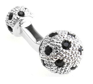 Small Silver with Black Swarovski® Crystals Dual Ball Cufflinks (V-CF-C509B-S) Small Silver with Black Swarovski® Crystals Dual Ball Cufflinks (V-CF-C509B-S)