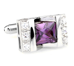Large Princess Cut Purple-Colored Crystal Cufflinks (V-CF-C64308PR-S) Large Princess Cut Purple-Colored Crystal Cufflinks (V-CF-C64308PR-S)