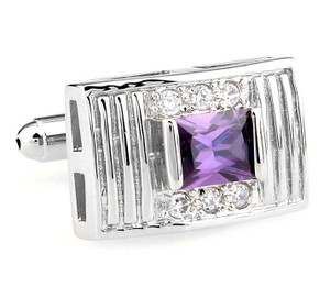 Purple Princess Cut Swarovski® Crystal Cufflinks (V-CF-C64194PR-S) Purple Princess Cut Swarovski® Crystal Cufflinks (V-CF-C64194PR-S)