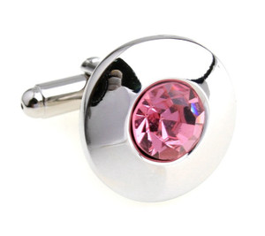 Round Center Pink Crystal Circle Cufflinks (V-CF-C56722-P) Round Center Pink Crystal Circle Cufflinks (V-CF-C56722-P)