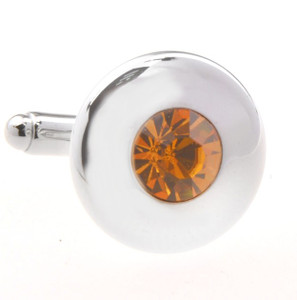 Round Center Orange Crystal Circle Cufflinks (V-CF-C56722-O) Round Center Orange Crystal Circle Cufflinks (V-CF-C56722-O)
