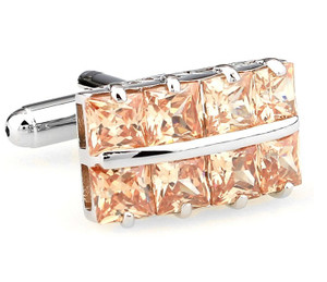 Square Cut Peach Color Crystal Cufflinks (V-CF-C64355CO-S) Square Cut Peach Color Crystal Cufflinks (V-CF-C64355CO-S)