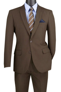 Lucci 2-Button with Flat Front Slacks Budget Suit - Brown Lucci 2-Button with Flat Front Slacks Budget Suit - Brown