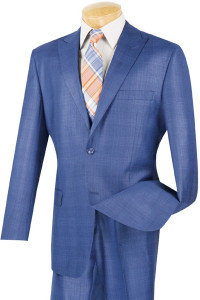 Vinci 2-Button with Flat Front Slacks Blue Glenplaid Suit Vinci 2-Button with Flat Front Slacks Blue Glenplaid Suit