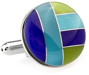 Multi-Blue & Green Cat's Eye Cufflinks (V-CF-G66802) Multi-Blue & Green Cat's Eye Cufflinks (V-CF-G66802)