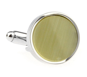 Round Light Yellow Cat's Eye Cufflinks (V-CF-G50660CR-S) Round Light Yellow Cat's Eye Cufflinks (V-CF-G50660CR-S)
