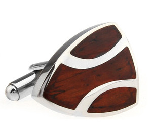 Carved Rosewood Triangular Stainless Steel Cufflinks (V-CF-W230080SS) Carved Rosewood Triangular Stainless Steel Cufflinks (V-CF-W230080SS)