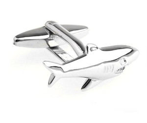 Silver Great White Shark Cufflinks (V-CF-E449-S) Silver Great White Shark Cufflinks (V-CF-E449-S)