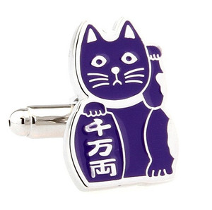 Maneki-neko Good Fortune Cat Purple Cufflinks (V-CF-70962PR) Maneki-neko Good Fortune Cat Purple Cufflinks (V-CF-70962PR)