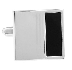 Black Enamel Insert Design Cufflinks (V-CF-E56734B-S) Black Enamel Insert Design Cufflinks (V-CF-E56734B-S)