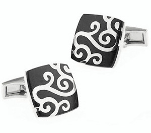 Black with Silver Scroll Design Cufflinks (V-CF-V00-02BS) Black with Silver Scroll Design Cufflinks (V-CF-V00-02BS)