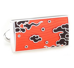 Orange & Black Enamel Mystic Cloud Design Large Cufflinks (V-CF-E811309O) Orange & Black Enamel Mystic Cloud Design Large Cufflinks (V-CF-E811309O)