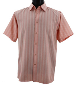 Bassiri Melon Tone Multi-Stripe Short Sleeve Camp Shirt Bassiri Melon Tone Multi-Stripe Short Sleeve Camp Shirt