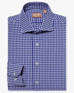 Spread Collar Dress Shirt in Lavender Gingham Poplin