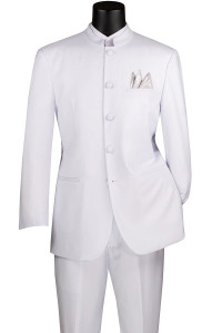 Lucci Banded Collar Fashion Suit - White
