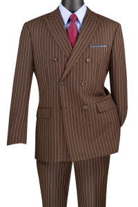 Vinci Brown Bold Pinstripe Double-Breasted Suit Vinci Brown Bold Pinstripe Double-Breasted Suit
