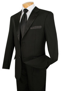 Lucci Classic Black 2-Button Budget Tuxedo - Pleated Slacks Lucci Classic Black 2-Button Budget Tuxedo - Pleated Slacks