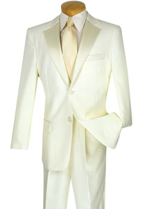Lucci Classic Ivory 2-Button Budget Tuxedo - Pleated Slacks Lucci Classic Ivory 2-Button Budget Tuxedo - Pleated Slacks