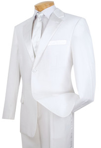 Lucci Classic White 2-Button Budget Tuxedo - Pleated Slacks Lucci Classic White 2-Button Budget Tuxedo - Pleated Slacks