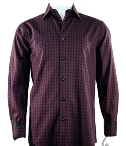 St. Cado Plum Color Contrasting Cuff Fashion Shirt - Button Cuff