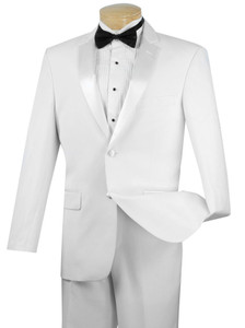 Vinci Classic White 2-Button Tuxedo - Flat Front Slacks Vinci Classic White 2-Button Tuxedo - Flat Front Slacks