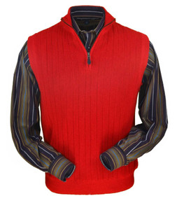 Peru Unlimited Baby Alpaca and Wool Half Zip Vest - Red Peru Unlimited Baby Alpaca and Wool Half Zip Vest - Red
