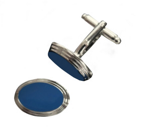 Blue Enamel Oval Design Cufflinks (V-FCF-50108) Blue Enamel Oval Design Cufflinks (V-FCF-50108)