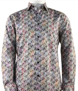 St. Cado Mesh Red Mix Design Fashion Shirt - Button Cuff