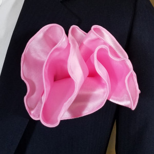 2-in-1 Pouf Round Pocket Square - Pink on Pink