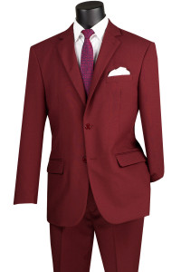 Lucci 2-Button with Flat Front Slacks Budget Suit - Burgundy Lucci 2-Button with Flat Front Slacks Budget Suit - Burgundy