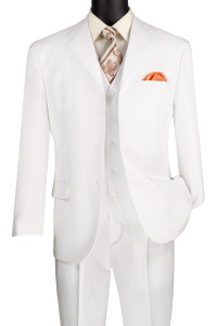 Lucci White 3-Button Vested Budget Suit with Pleated Slacks Lucci White 3-Button Vested Budget Suit with Pleated Slacks